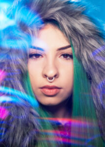 Green Matter Neon Portrait with Neon Overlay. Collaboration photoshoot with Run N Gun Photography.