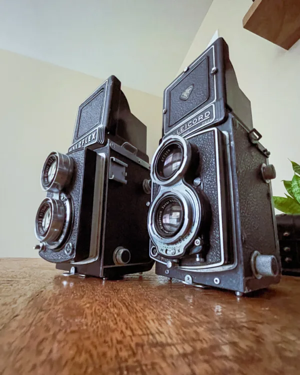 Rolleicord and Walzflex TLR Cameras on a Desk