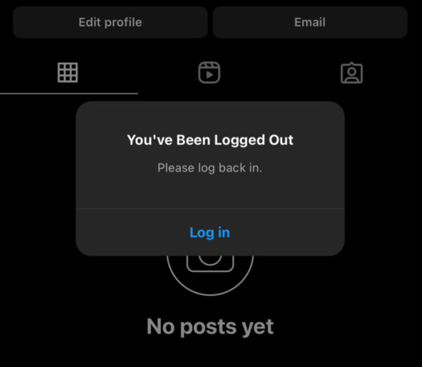You've Been Logged Out of Instagram Error Message