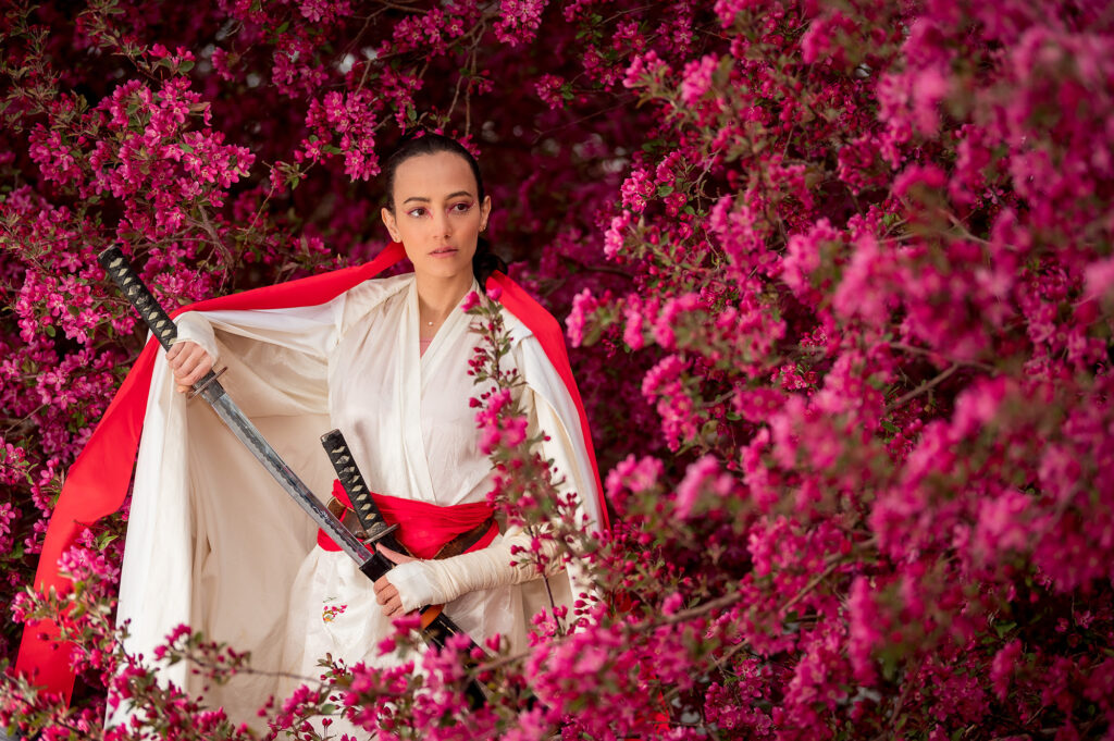 Pink Cherry Blossom Samurai Photoshoot Ashley